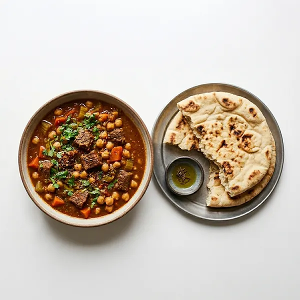 Tunisian Beef And Chickpea Stew With Flat Bread